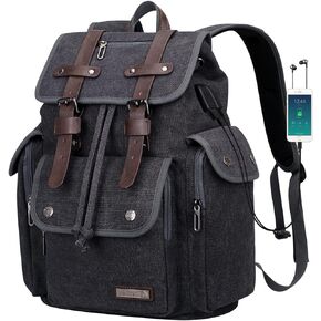 WITZMAN Canvas Backpack for Men & Women Vintage Rucksack Backpack High Capacity (A8004 Army Green)