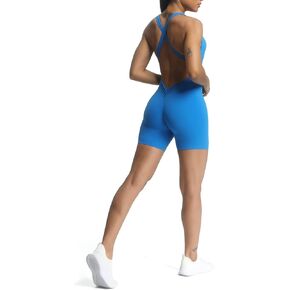 ثوب فضفاض للتمرين من Aoxjox للنساء من Brooke Cross Back قطعة واحدة من Scrunch Gym Yoga Sports Bra Jumpsuit