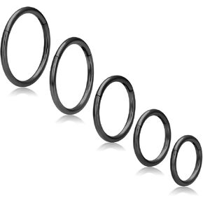 HeraBPJW 5 Pcs Nose Rings Hoops G23 Titanium 18G/20G Septum Ring Body Piercing Jewelry,6mm/7mm/8mm/9mm/10mm in Saudi Arabia
