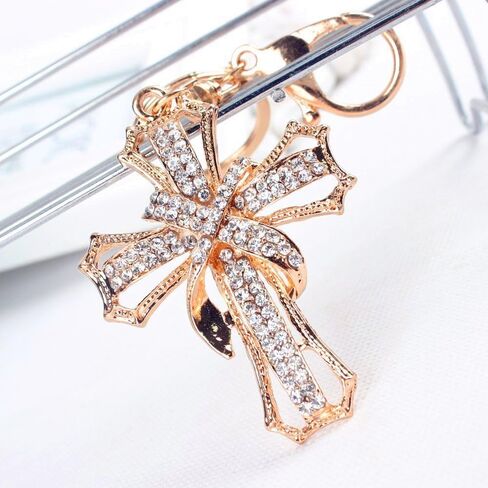 JewelBeauty Blessed & Holy Cross Keychain Keyring Crystal Rhinestones Car Bag Purse Charm Pendant (Gold) in Saudi Arabia