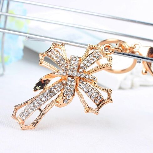 JewelBeauty Blessed & Holy Cross Keychain Keyring Crystal Rhinestones Car Bag Purse Charm Pendant (Gold) in Saudi Arabia