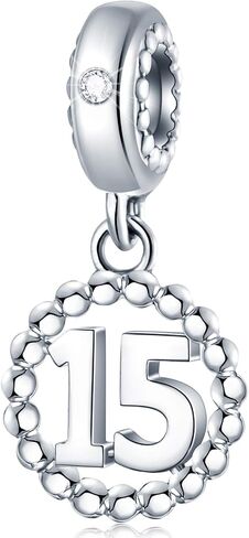5,10,15,16,17,18,20,21,25,30,35,40,42,49,50,55,60,65,70 Number Charms for European Bracelet, 925 Sterling Silver Birthday Pendant Beads with CZ, Gifts for Mothers Day/Anniversary in Saudi Arabia