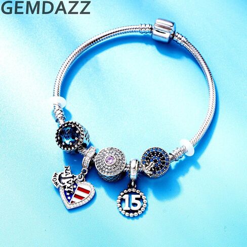 5,10,15,16,17,18,20,21,25,30,35,40,42,49,50,55,60,65,70 Number Charms for European Bracelet, 925 Sterling Silver Birthday Pendant Beads with CZ, Gifts for Mothers Day/Anniversary in Saudi Arabia