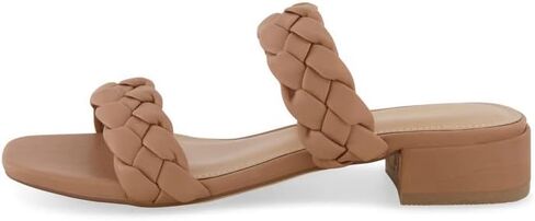 CUSHIONAIRE Women's Nan two band braided low block heel slide sandal +Memory Foam and Wide Widths Available, Latte 8 in Saudi Arabia
