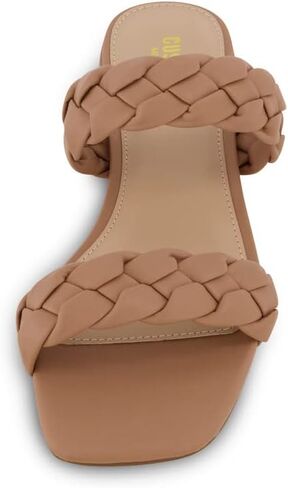 CUSHIONAIRE Women's Nan two band braided low block heel slide sandal +Memory Foam and Wide Widths Available, Latte 8 in Saudi Arabia