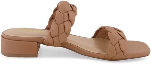 CUSHIONAIRE Women's Nan two band braided low block heel slide sandal +Memory Foam and Wide Widths Available, Latte 8 in Saudi Arabia