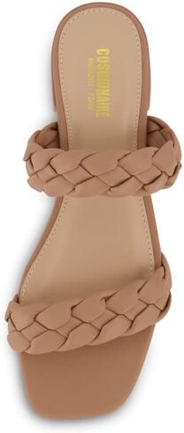 CUSHIONAIRE Women's Nan two band braided low block heel slide sandal +Memory Foam and Wide Widths Available, Latte 8 in Saudi Arabia