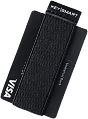 كي سمارت - حزام محفظة مطاطي للحفاظ على بطاقاتك واموالك اكثر امانا - حزام نقود قابل للتمدد وبسيط للرجال والنساء - محفظة بشريط مطاطي للبطاقات والرخصة والنقود (اسود)، اسود، اسود in Kuwait