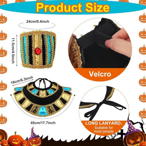 Ramede 5 قطع من إكسسوارات أزياء الهالوين المصرية النسائية تتضمن قناعًا مصريًا وغطاء للرأس وحزام معصم للأميرة المصرية in Kuwait