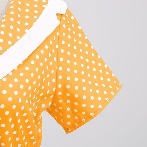 IKADEX Women 50s 60s Retro Rockabilly Swing Sailor Dress Polka Dot Lapel V-Neck Cocktail Party Tea Dresses in Kuwait
