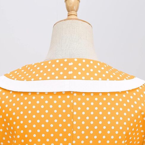 IKADEX Women 50s 60s Retro Rockabilly Swing Sailor Dress Polka Dot Lapel V-Neck Cocktail Party Tea Dresses in Kuwait