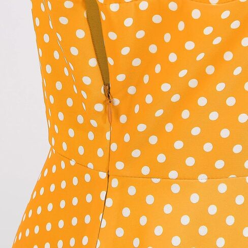 IKADEX Women 50s 60s Retro Rockabilly Swing Sailor Dress Polka Dot Lapel V-Neck Cocktail Party Tea Dresses in Kuwait
