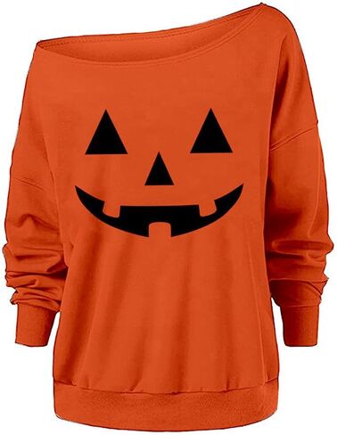 Decogiver Valentine's Day Women's Baggy Loose Fashion Graphic Long Sleeve Off Shoulder Sweatshirts in Kuwait