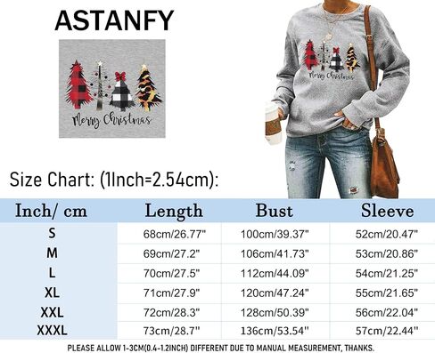 ASTANFY Merry Christmas Sweatshirt for Women Drop Shoulder Long Sleeve Christmas Tree Pullover Lightweight Shirt in Saudi Arabia