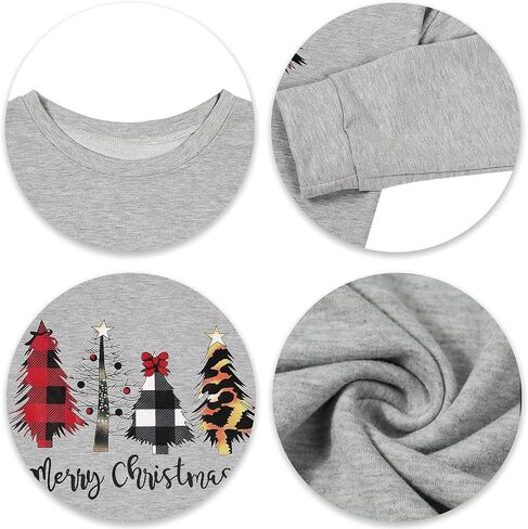ASTANFY Merry Christmas Sweatshirt for Women Drop Shoulder Long Sleeve Christmas Tree Pullover Lightweight Shirt in Saudi Arabia