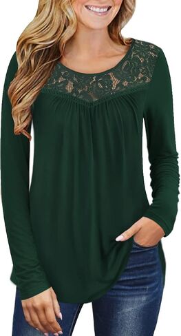 Ahlaray Women's Plus Size Summer Tops Short Sleeve Shirts Lace Pleated Tunic Tops Blouses M-4XL in Kuwait