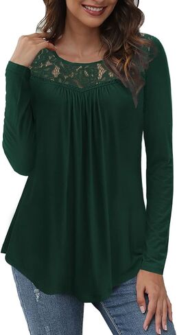 Ahlaray Women's Plus Size Summer Tops Short Sleeve Shirts Lace Pleated Tunic Tops Blouses M-4XL in Kuwait