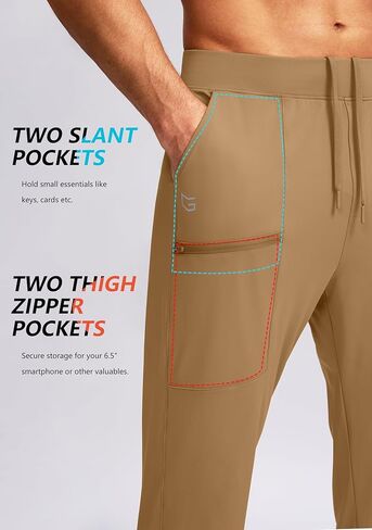 G Gradual Men's Joggers Pants with Zipper Pockets Stretch Sweatpants Athletic Track Pants for Men Workout Running Gym in Kuwait