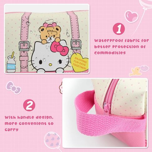 Gaffey Kitty Makeup Bag Kitty Travel Cosmetic Bag with Mirror PU Waterproof Travel Cartoon Cat Cosmetic Bags Gift for Girls in Kuwait