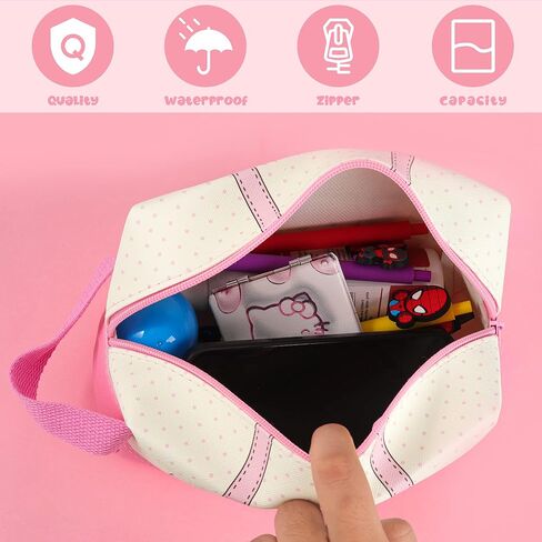 Gaffey Kitty Makeup Bag Kitty Travel Cosmetic Bag with Mirror PU Waterproof Travel Cartoon Cat Cosmetic Bags Gift for Girls in Kuwait