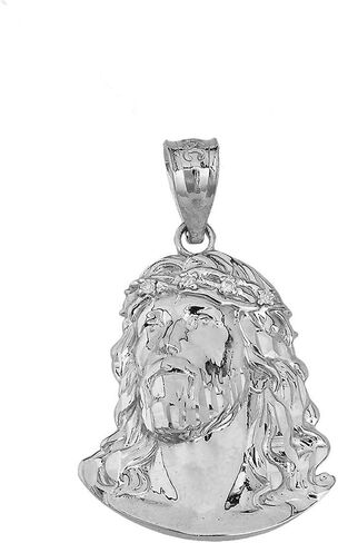 Fine 925 Sterling Silver Jesus Christ Face Head CZ (Medium) 1.04" Charm Pendant in Saudi Arabia