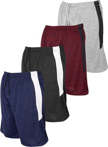 Reset Gym Shorts for Men, Mens Athletic Shorts with Pockets Mens Workout Running Shorts Dri-Fit Color Block Mesh 4 Pack in Kuwait