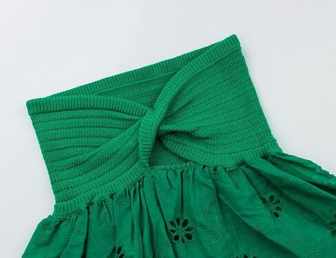 MISSACTIVER Women Twist Knot Knit Bandeau Tube Top Embroidery Strapless Off Shoulder Backless Hollow Crop Tank Corset Top in Saudi Arabia