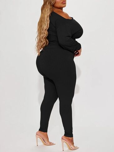 Sexy 2 Piece Outfits for Women One Off Shoulder Tops Ribbed Pant Set Tracksuit Clubwear in Kuwait