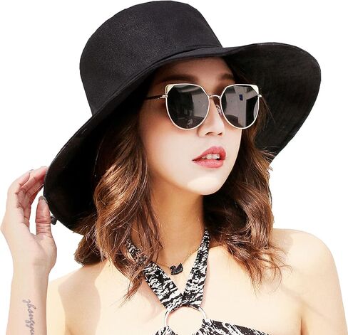 ASSQI Women Bucket Hat Summer Beach Sun Hats for Women UPF Woman Foldable Floppy Travel Packable UV Hat Cotton Wide Brim Hat in Kuwait