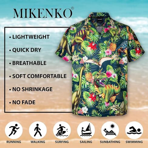 قمصان هاواي للرجال من MIKENKO بأكمام قصيرة وأزرار لأعلى للشاطئ والصيف وأزرار سفلية، قميص هاواي للرجال والنساء in Saudi Arabia