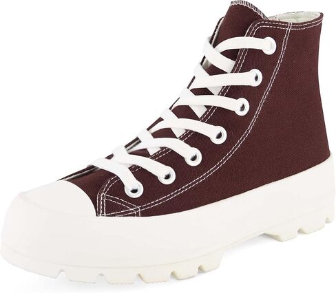 CUSHIONAIRE Women's Vespa high top Canvas Sneaker +Memory Foam and Side Zipper, Chocolate 6.5 in Saudi Arabia
