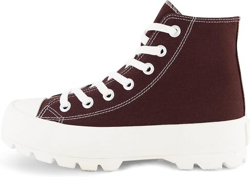 CUSHIONAIRE Women's Vespa high top Canvas Sneaker +Memory Foam and Side Zipper, Chocolate 6.5 in Saudi Arabia