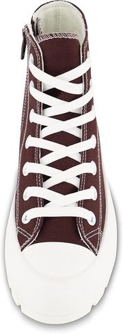 CUSHIONAIRE Women's Vespa high top Canvas Sneaker +Memory Foam and Side Zipper, Chocolate 6.5 in Saudi Arabia