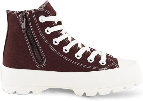 CUSHIONAIRE Women's Vespa high top Canvas Sneaker +Memory Foam and Side Zipper, Chocolate 6.5 in Saudi Arabia