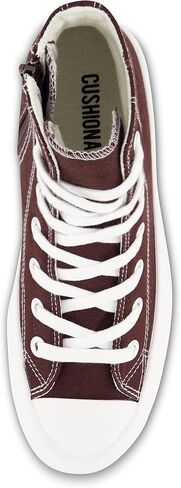 CUSHIONAIRE Women's Vespa high top Canvas Sneaker +Memory Foam and Side Zipper, Chocolate 6.5 in Saudi Arabia
