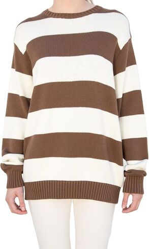 Women Y2K Striped Sweater Knit Oversized Long Sleeve Pullover Sweaters 90S Harajuku Preppy E-Girl Streetwear in Kuwait