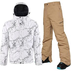 YEEFINE Men's Ski Suit Waterproof Snowsuit Winter Ski Jacket and Pants Set Outdoor Warm Snow Snowboard Suit