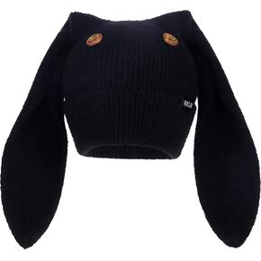Cute Bunny Beanie Hats for Women Y2K Crochet Rabbit Winter Cap Warm Skull Cap Ski Hat Slouchy Hat