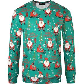 SSLR-Mens-Ugly-Christmas-Sweatshirt-Funny Hoodies عيد الميلاد عطلة طاقم الرقبة البلوز السببية in Kuwait