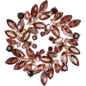BriLove Austrian Crystal Rhinestone Elegant Flower Marquise Wreath Brooches for Women