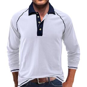 Fashion Men’s Polo Shirts Relaxed Fit Long Sleeve Casual Golf Polo Classic Cotton Polo T Shirts Buttons Henley Tops