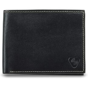 محفظة Lewis N. Clark من الجلد RFID للرجال، ملحقات السفر 6 فتحات لبطاقة الائتمان، كم لبطاقة الهوية، محفظة ثنائية الطي، أسود in Kuwait