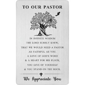 Laluminter Pastor Appreciation Cards - Pastor Appreciation Gifts for Men - Pastor Anniversary Wallet Card - Christmas Gift to Our Pastor
