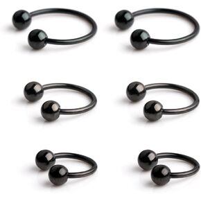 Ruifan 316L Surgical Steel CBR Horseshoe Circular Rings Nose Eyebrow Tragus Lip Ear Hoop Ring Piercing 20G 6mm/8mm/10mm 6PCS