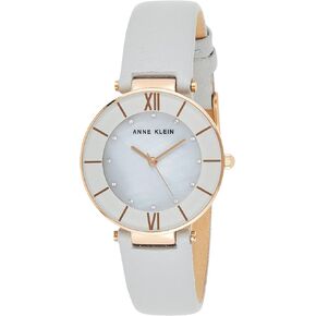 Anne Klein Women's AK/3272 Premium Crystal Accented Leather Strap Watch