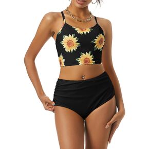 ZAFUL Women High Waisted Bikini Set Two Piece Tummy Control Wrap Swimsuit Lace Up Bathing Suit
