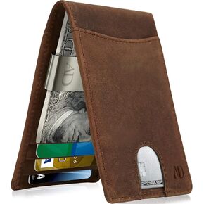 Access Denied Real Leather Wallets For Men - Money Clip Bifold Wallet RFID Front Pocket Thin Minimalist Mens Wallet Credit Card Holder