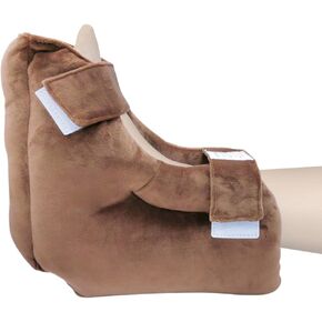 EZ Assistive 1pc Velour Heel Protector Cushion Foot Pillow Remove Pressure and Bedsores,Heel Protectors for Pressure Sores for Heal Protection Brown
