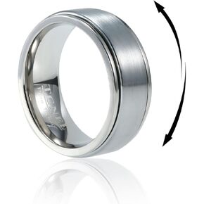 6/8mm Titanium Tungsten Spinner Wedding Mens Rings Half Size, Nickel Free Fidget Anxiety Ring for Men Women, Basic Plain Brushed/Brick/Cross/Hammered Engagement Promise Ring for Him Comfort fit 4-16