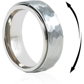 6/8mm Titanium Tungsten Spinner Wedding Mens Rings Half Size, Nickel Free Fidget Anxiety Ring for Men Women, Basic Plain Brushed/Brick/Cross/Hammered Engagement Promise Ring for Him Comfort fit 4-16 in Kuwait